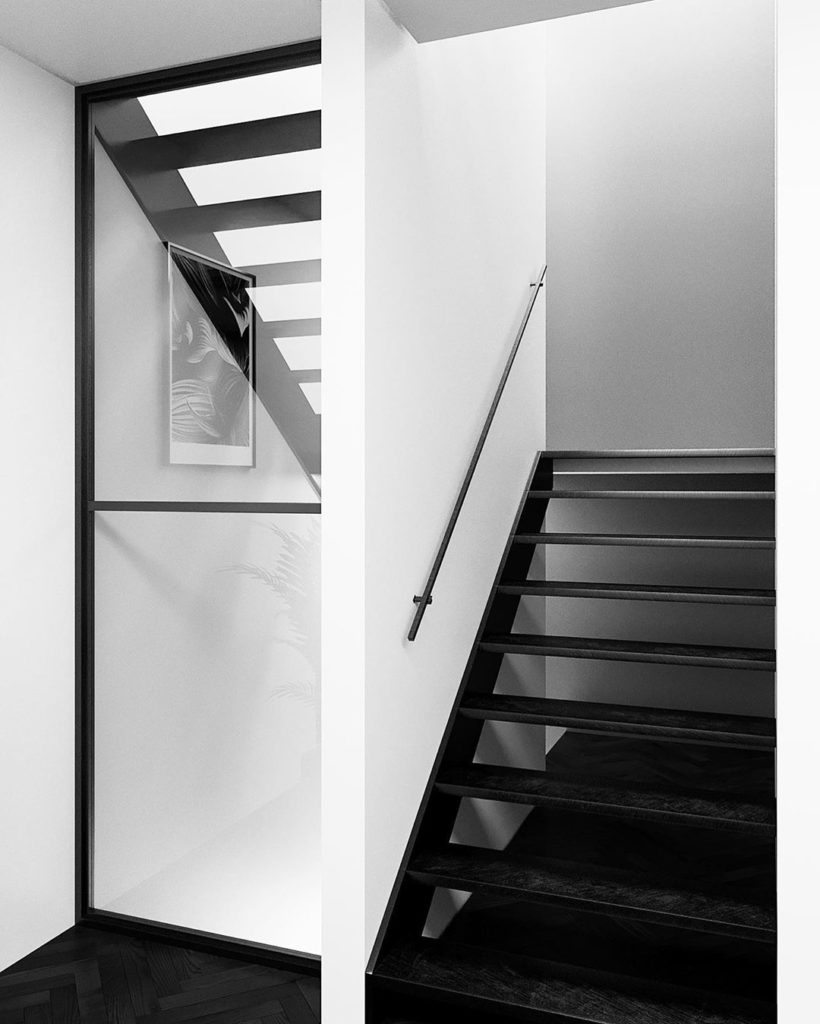trappe-trappeløsning-ståltrappe-smede trappe-glas trappe-glasvaeg-new yorker trappe-trappegelænder-trappe med gelænder